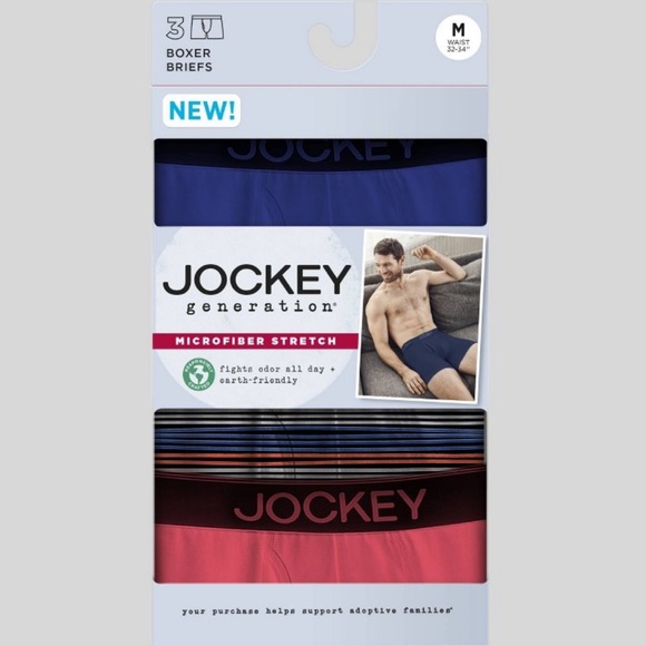 Jockey Men's Striped
Microfiber Stretch Boxer 3pk Blue/Orange/Coral Red S, L, XL - Picture 4 of 5